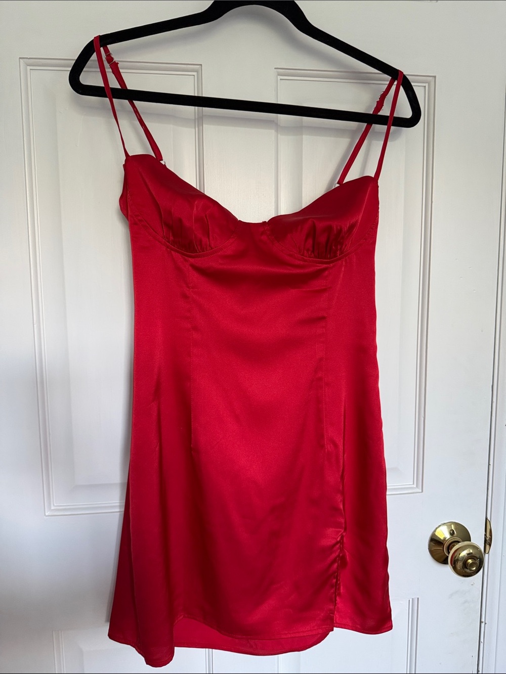 Beginning Boutique Red Satin Slip Dress